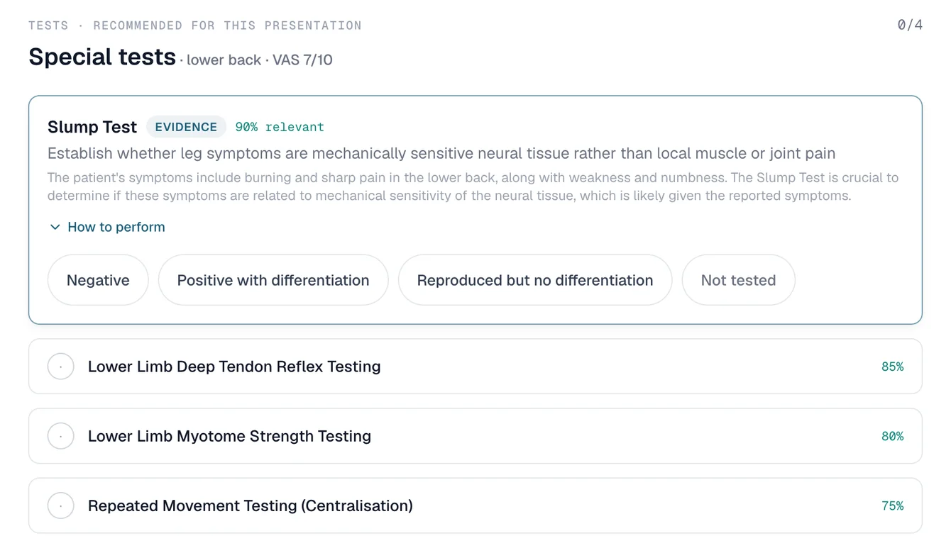 Special tests recommended for this presentation, ranked by relevance